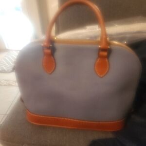 Elegant Blue and Tan Women's Handbag